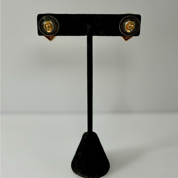 Vintage Swarovski Signed S.A.L Teardrop Crystal Gold-Tone Stud Earrings - Picture 7 of 10